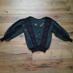 Vintage Faux Suede and Knit Long Sleeve Sweater